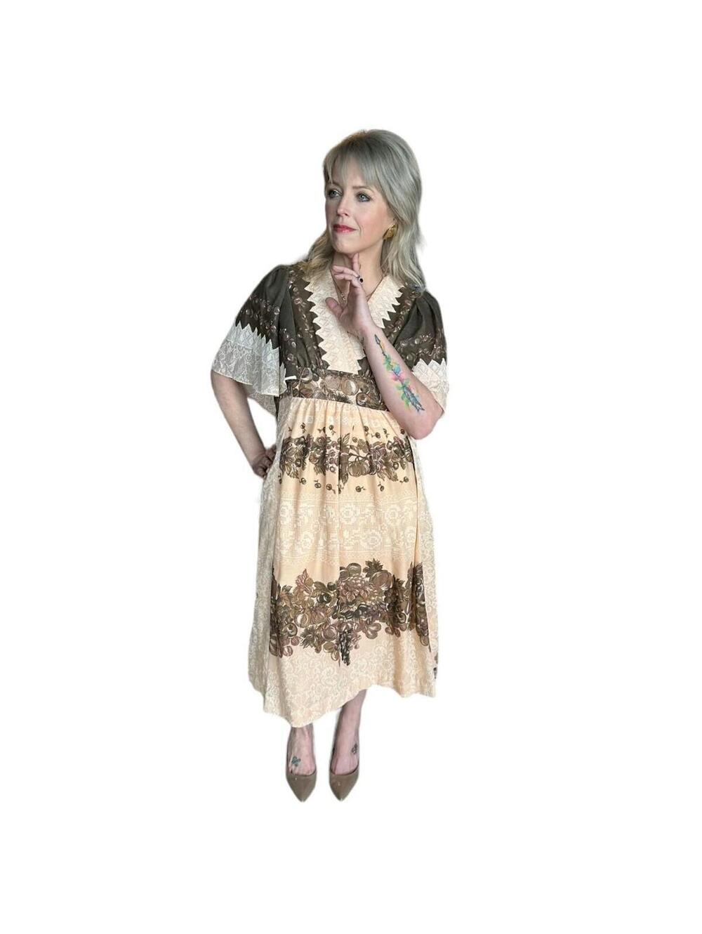 Jerell of Texas 1970s Vintage Bohemian Butterfly Dress